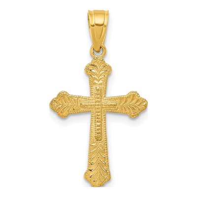 10K Yellow Gold Budded Cross Pendant