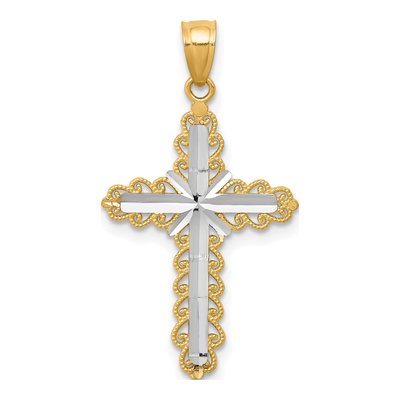 10K Yellow Gold Diamond-Cut Cross Pendant
