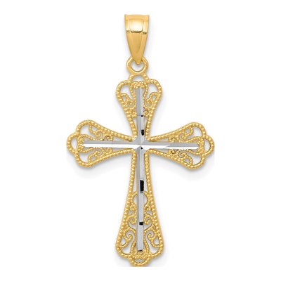 10K Yellow Gold Diamond-Cut Cross Pendant