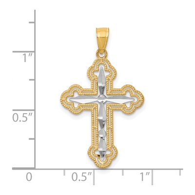 10K Yellow Gold Diamond-Cut Cross Pendant – view 4