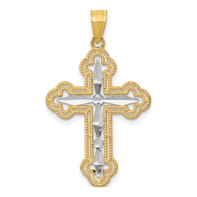 10K Yellow Gold Diamond-Cut Cross Pendant