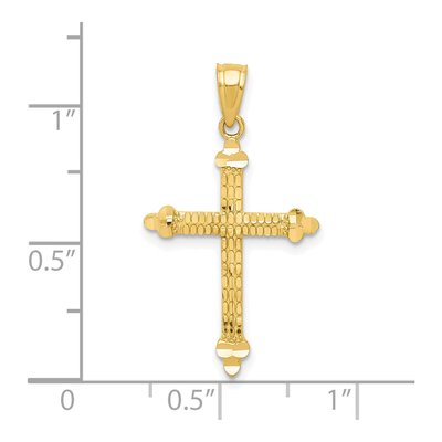 10K Yellow Gold Budded Cross Pendant – view 4