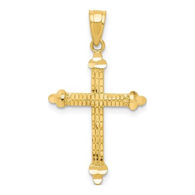 10K Yellow Gold Budded Cross Pendant