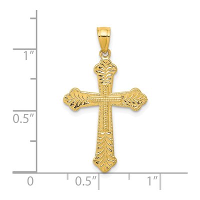 10K Yellow Gold Budded Cross Pendant – view 4