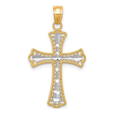 10K Yellow Gold Diamond-Cut Cross Pendant