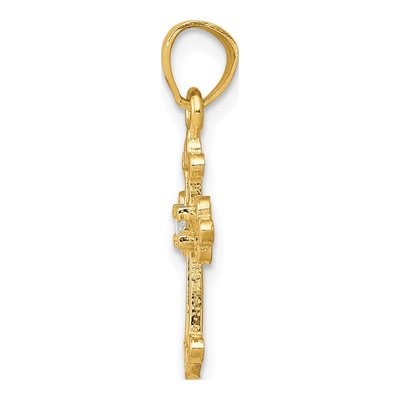 10K Yellow Gold CZ Small Cross Pendant – view 3