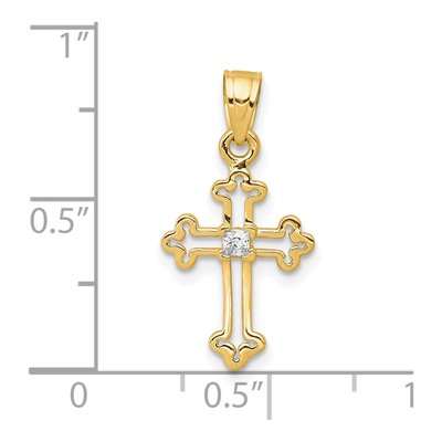 10K Yellow Gold CZ Small Cross Pendant – view 4