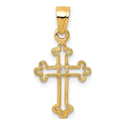 10K Yellow Gold CZ Small Cross Pendant – view 5