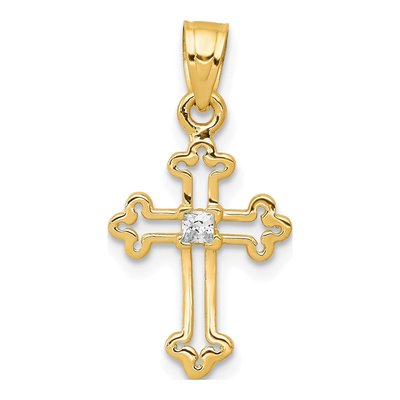 10K Yellow Gold CZ Small Cross Pendant