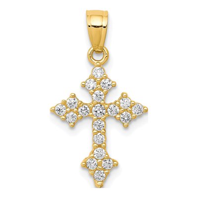 10K Yellow Gold CZ Passion Cross Pendant