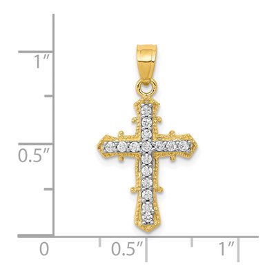 10K Yellow Gold CZ Cross Pendant – view 4