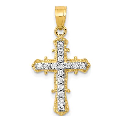 10K Yellow Gold CZ Cross Pendant