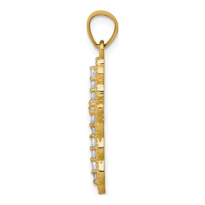 10K Yellow Gold CZ Filigree Cross Pendant – view 3
