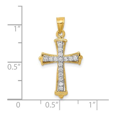 10K Yellow Gold CZ Cross Pendant – view 4