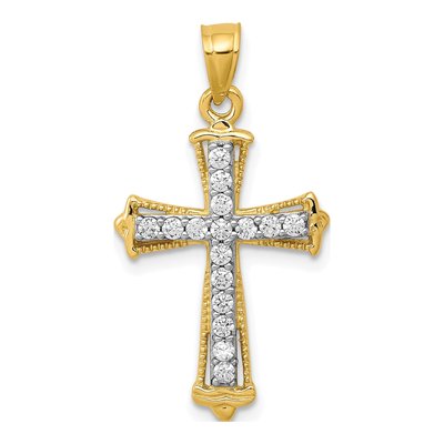 10K Yellow Gold CZ Cross Pendant