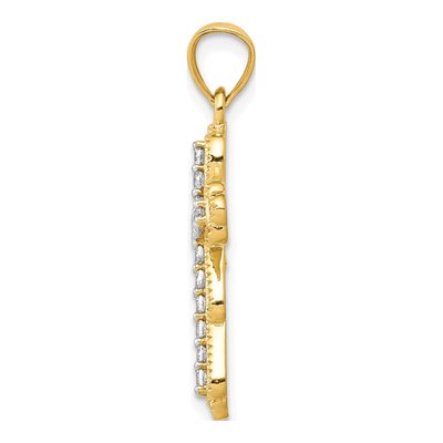 10K Yellow Gold CZ Filigree Cross Pendant – view 3