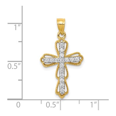 10K Yellow Gold CZ Filigree Cross Pendant – view 4