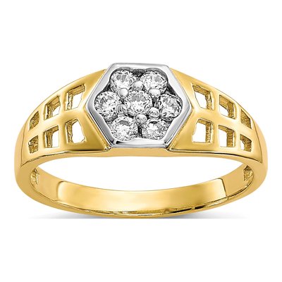 10K Yellow Gold CZ Hexagon Baby Ring