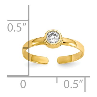 10K Yellow Gold CZ Bezel Toe Ring – view 4
