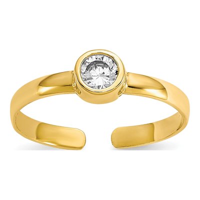 10K Yellow Gold CZ Bezel Toe Ring