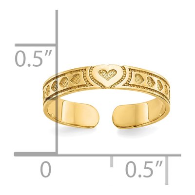 10K Yellow Gold Heart Toe Ring – view 4