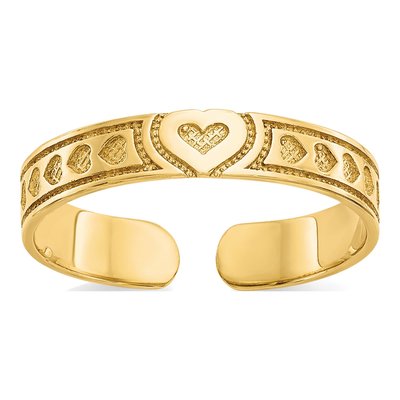 10K Yellow Gold Heart Toe Ring