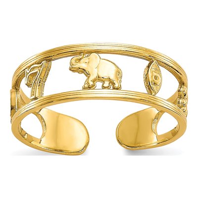 10K Yellow Gold Good Luck Symbols Toe Ring