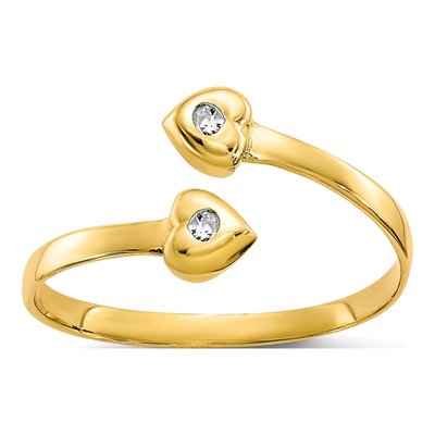 10K Yellow Gold CZ Bypass Toe Ring