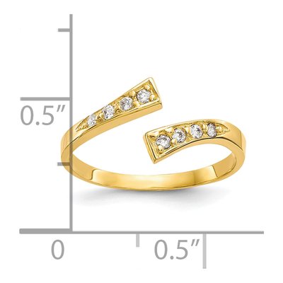 10K Yellow Gold CZ Bypass Toe Ring – view 4