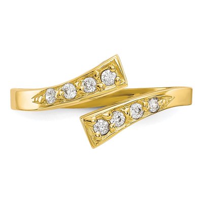 10K Yellow Gold CZ Bypass Toe Ring – view 6
