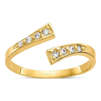 10K Yellow Gold CZ Bypass Toe Ring