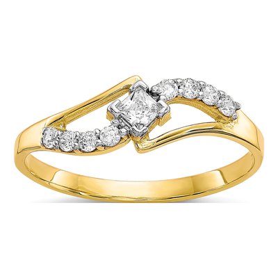 10K Yellow Gold CZ Fancy Ring