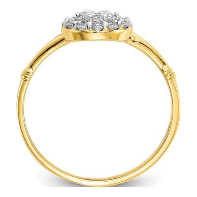 10K Yellow Gold CZ Cluster Halo Ring – view 3