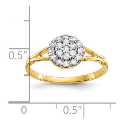 10K Yellow Gold CZ Cluster Halo Ring – view 4