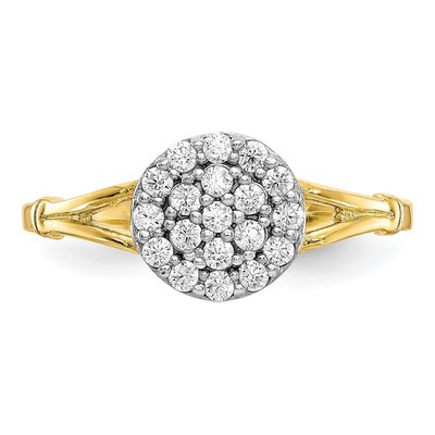 10K Yellow Gold CZ Cluster Halo Ring – view 6