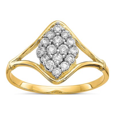 10K Yellow Gold CZ Clear Cluster Ring