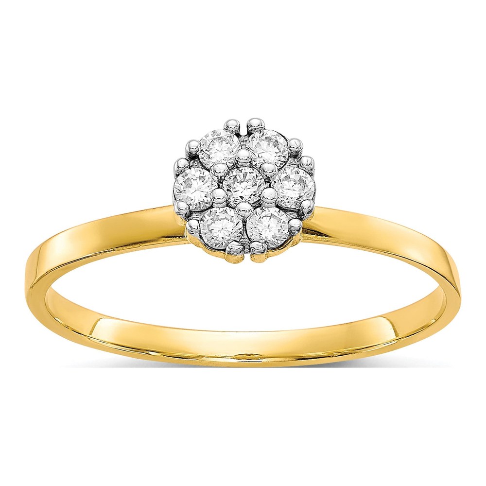 10K Yellow Gold CZ Cluster Promise Ring