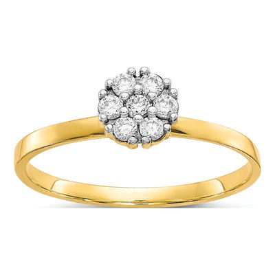 10K Yellow Gold CZ Cluster Promise Ring