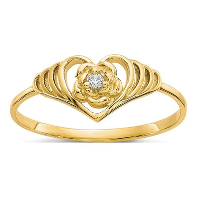 10K Yellow Gold CZ Heart Ring