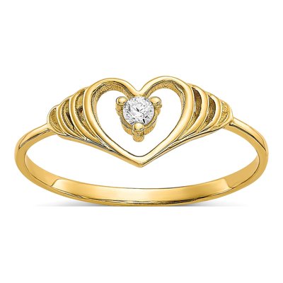 10K Yellow Gold CZ Heart Ring