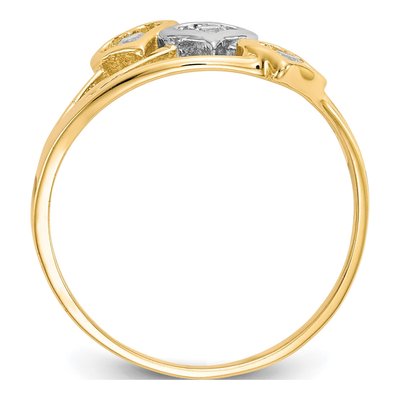 10K Yellow Gold CZ Triple Heart Ring – view 3