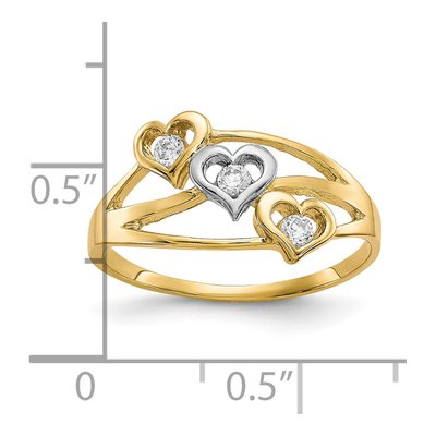 10K Yellow Gold CZ Triple Heart Ring – view 4
