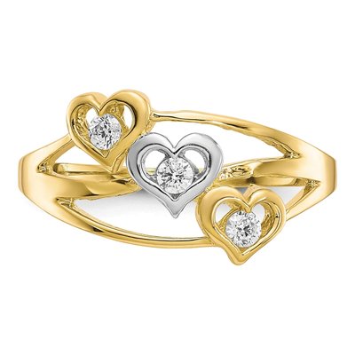 10K Yellow Gold CZ Triple Heart Ring – view 6