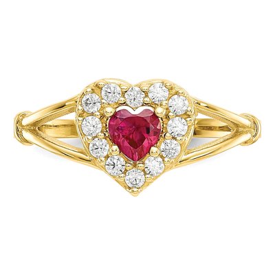 10K Yellow Gold CZ Heart Halo Ring – view 6
