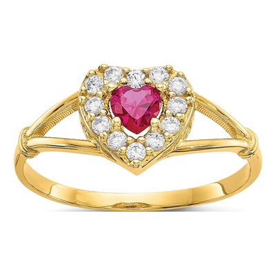 10K Yellow Gold CZ Heart Halo Ring