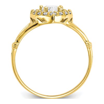10K Yellow Gold CZ Heart Halo Ring – view 3