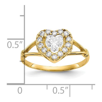 10K Yellow Gold CZ Heart Halo Ring – view 4