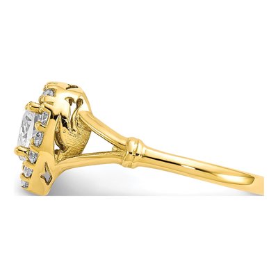 10K Yellow Gold CZ Heart Halo Ring – view 5