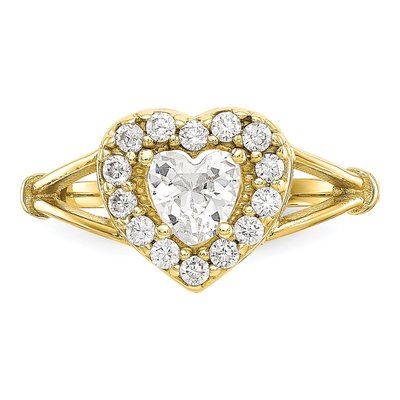 10K Yellow Gold CZ Heart Halo Ring – view 6