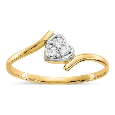 10K Yellow Gold CZ Bypass Heart Ring